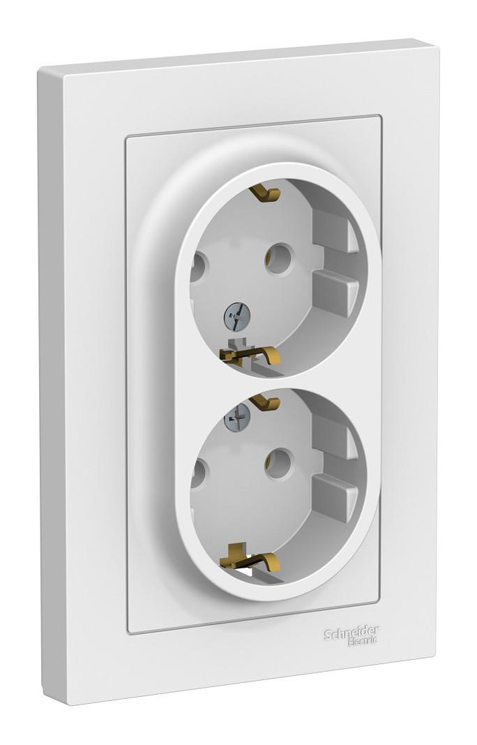 1586467132d66y70841923t.jpeg Розетка двухместная с рамкой Systeme Electric ATLASDESIGN, белый — изображение 1
