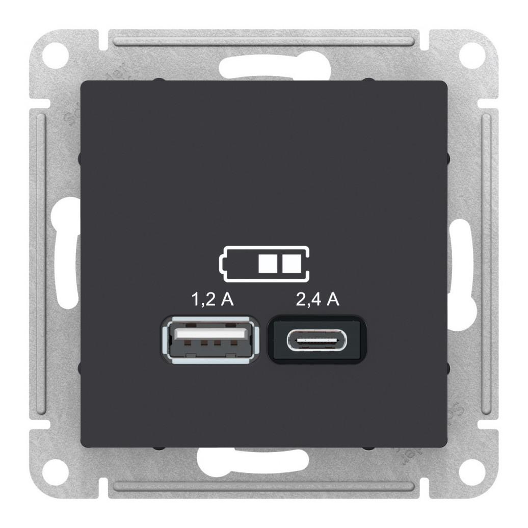 1586467411218273617h8ex.jpeg Розетка 2xUSB Systeme Electric ATLASDESIGN, карбон — изображение 1