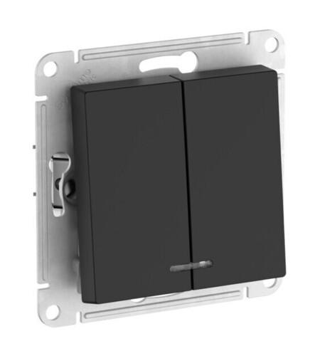 1745802096ud86p73263775.jpeg Выключатель 2-клавишный Systeme Electric, с подсветкой, карбон — изображение 1