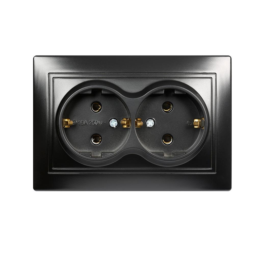 4360d0bf0f3072616085e5b15348387c.jpeg Розетка 2-местная 16А черная "Венера", Smartbuy — изображение 1