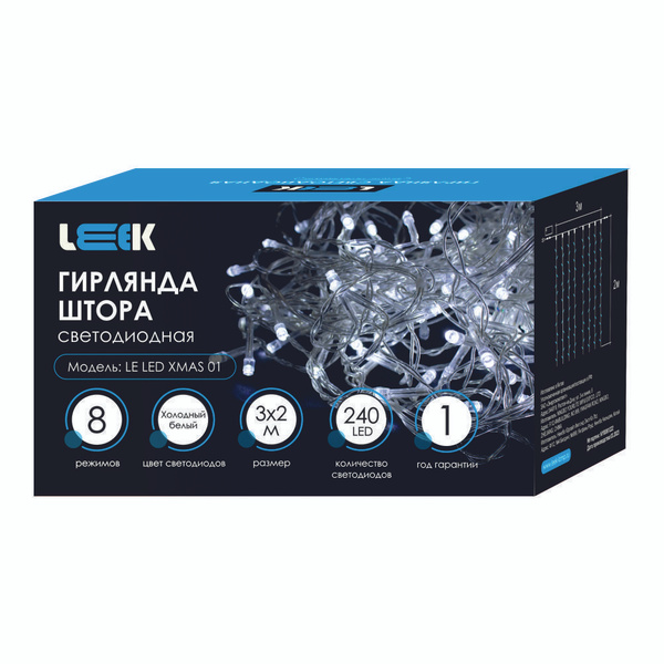 6822110545.jpg Гирлянда светодиодная штора leek 3*2м 240 LED 6500 — изображение 1