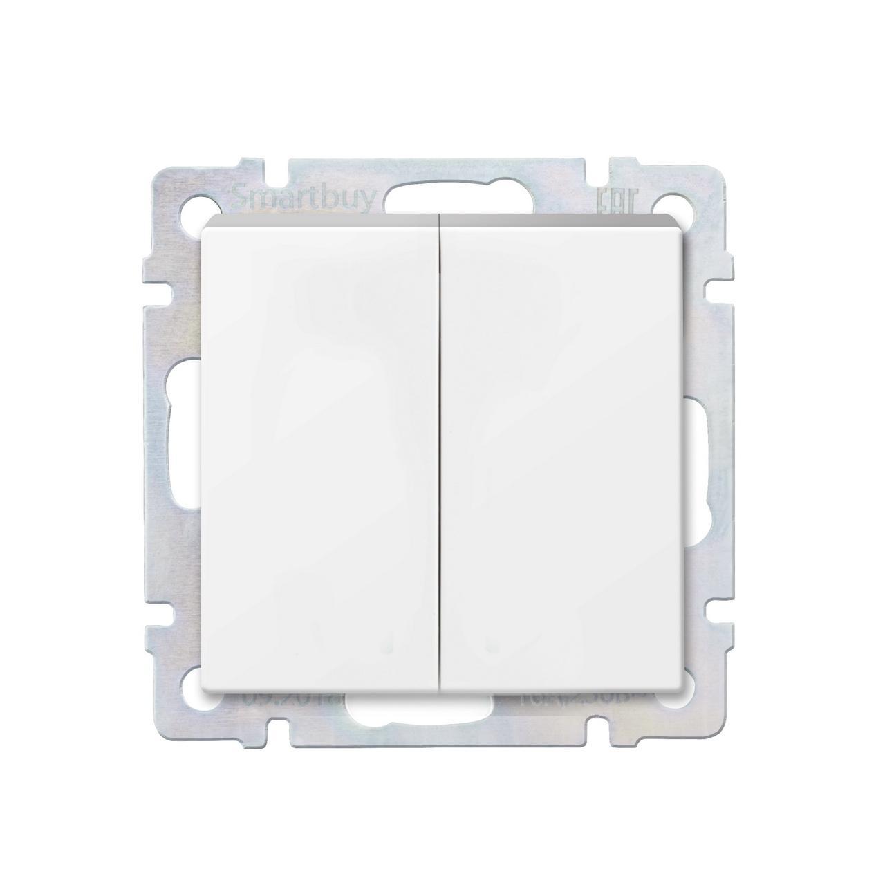 ba9853c83f9e692726914fe014bbde63.jpeg Выключатель Smartbuy 2-клавишный 10А белый Нептун — изображение 1