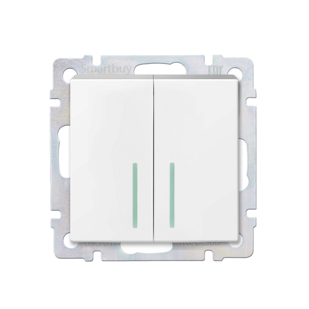 dc21d2045bd374624476348e8dcc80b1.jpeg Выключатель 2-клавишный с индикатором 10А белый — изображение 1