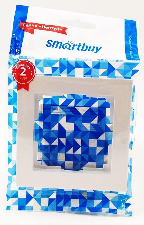 dd82fbe0c9a6151c0a4f494548365251.jpeg Рамка 1-местная пластик белая, "Нептун" Smartbuy — изображение 1