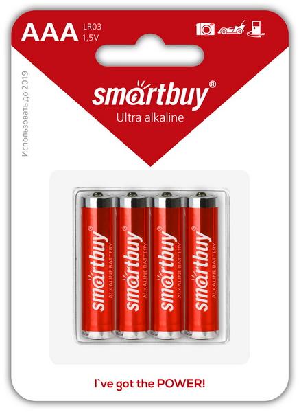 e520c1f9bfe8c63ab807b32faffe869a.jpeg Батарейка AAA Smartbuy алкалиновая 4шт. — изображение 1