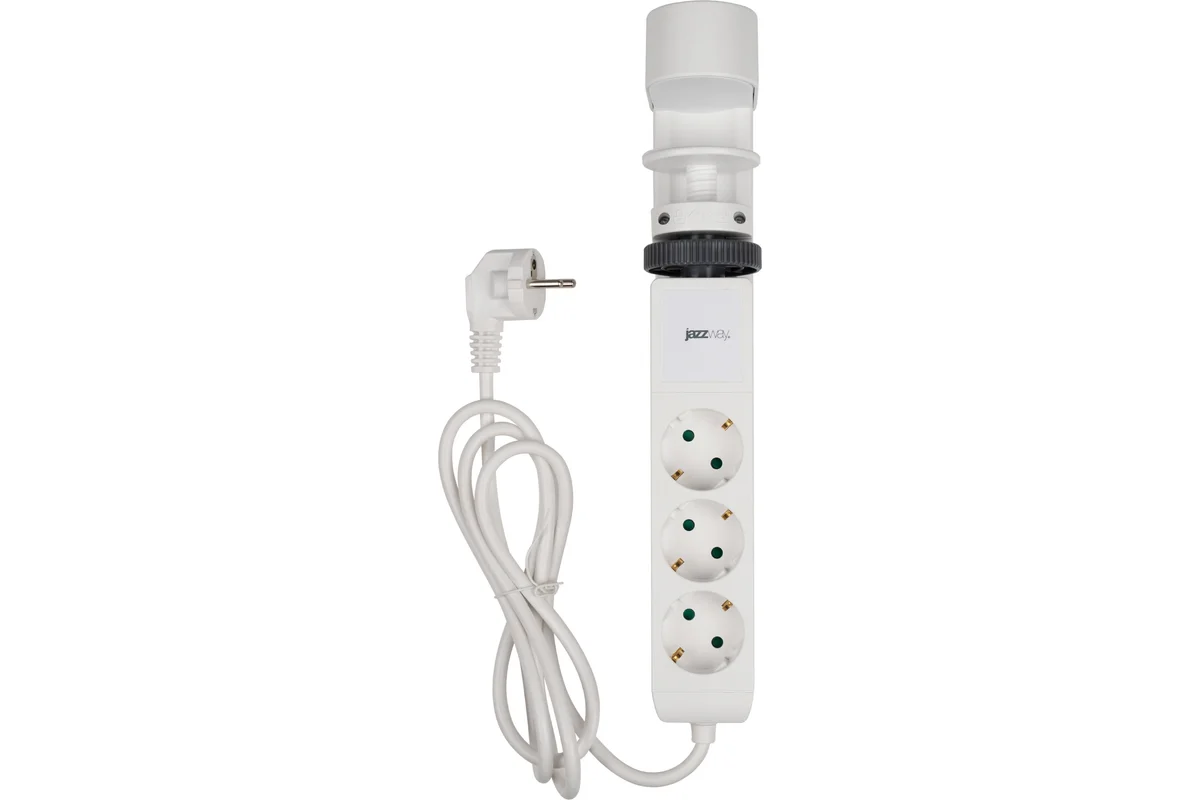 191002008 Удлинитель на струбцине jazzway 3 розетки + USB — изображение 1