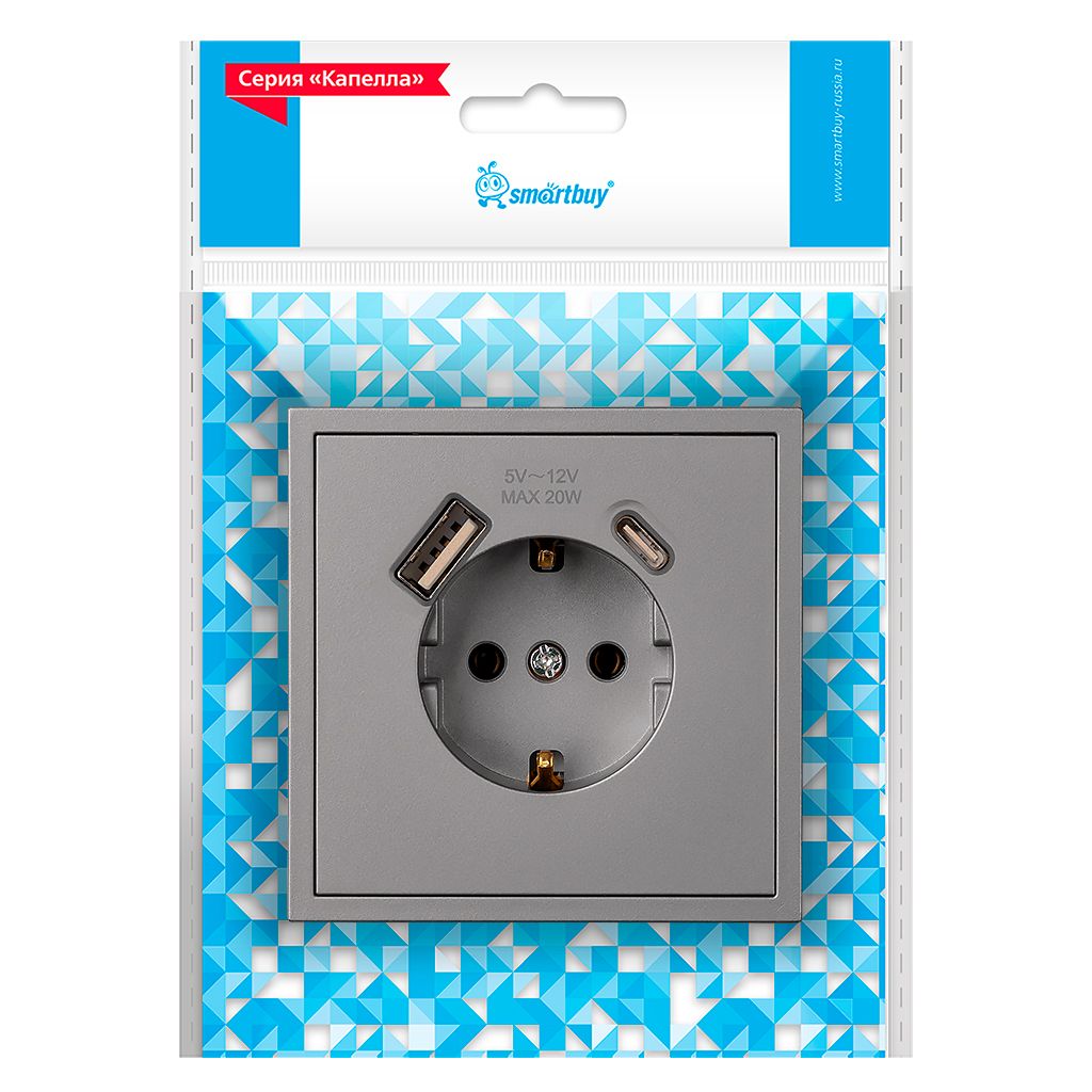 b7ca9qqyaa9aclji2wvdh2bwsp2ya28i Розетка 1-местная с заземлением USB+Type C Капелла — изображение 1