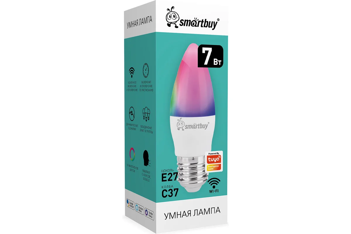 208298216 Умная лампочка Smartbuy Wi-Fi C37 7Вт E27 с Яндекс — изображение 1